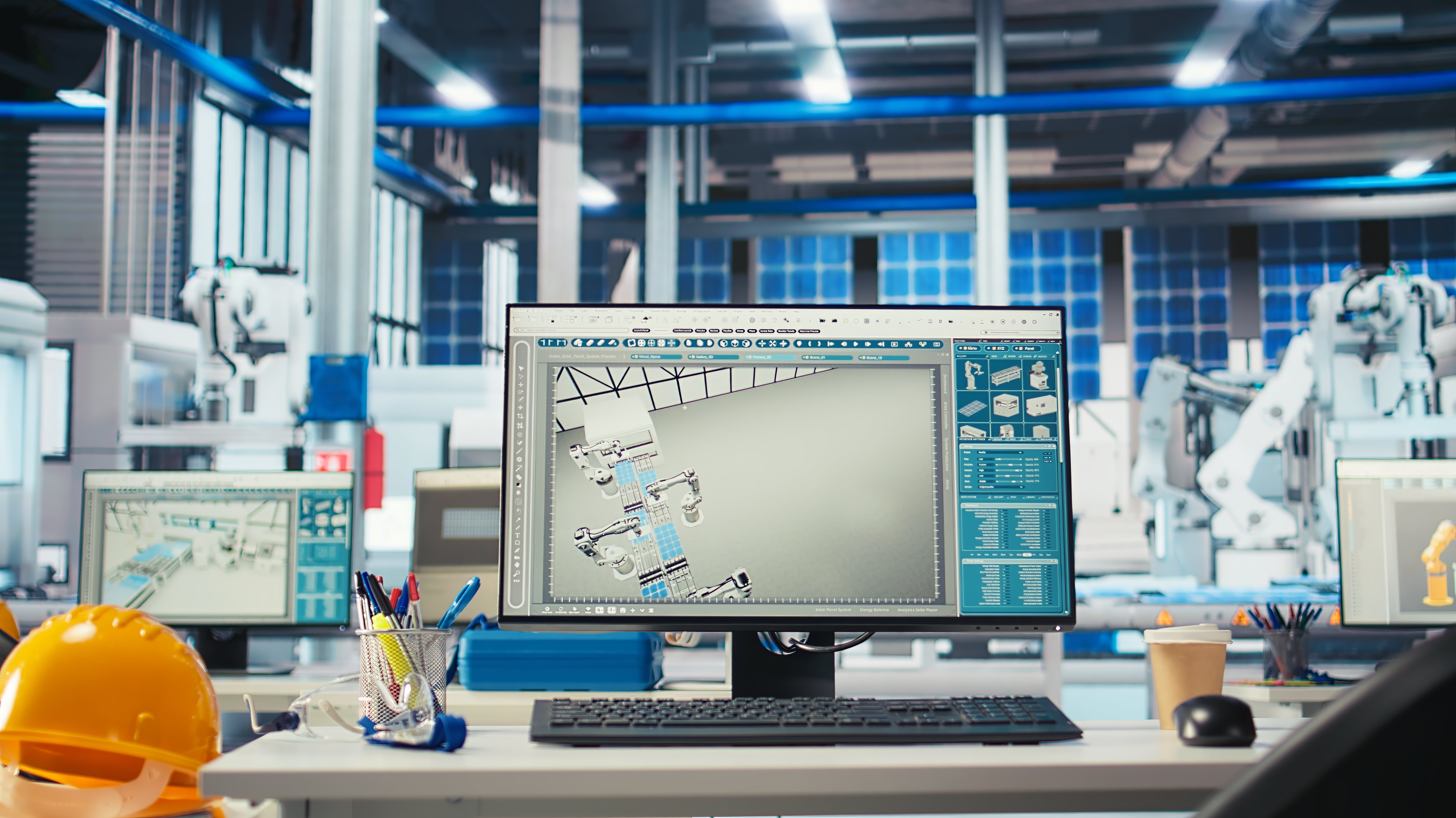 pc-monitor-desk-green-energy-solar-panels-plant-with-cad-software